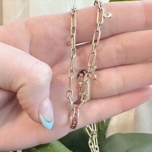 Kendra Scott Gold and Pink Paper Clip Necklace